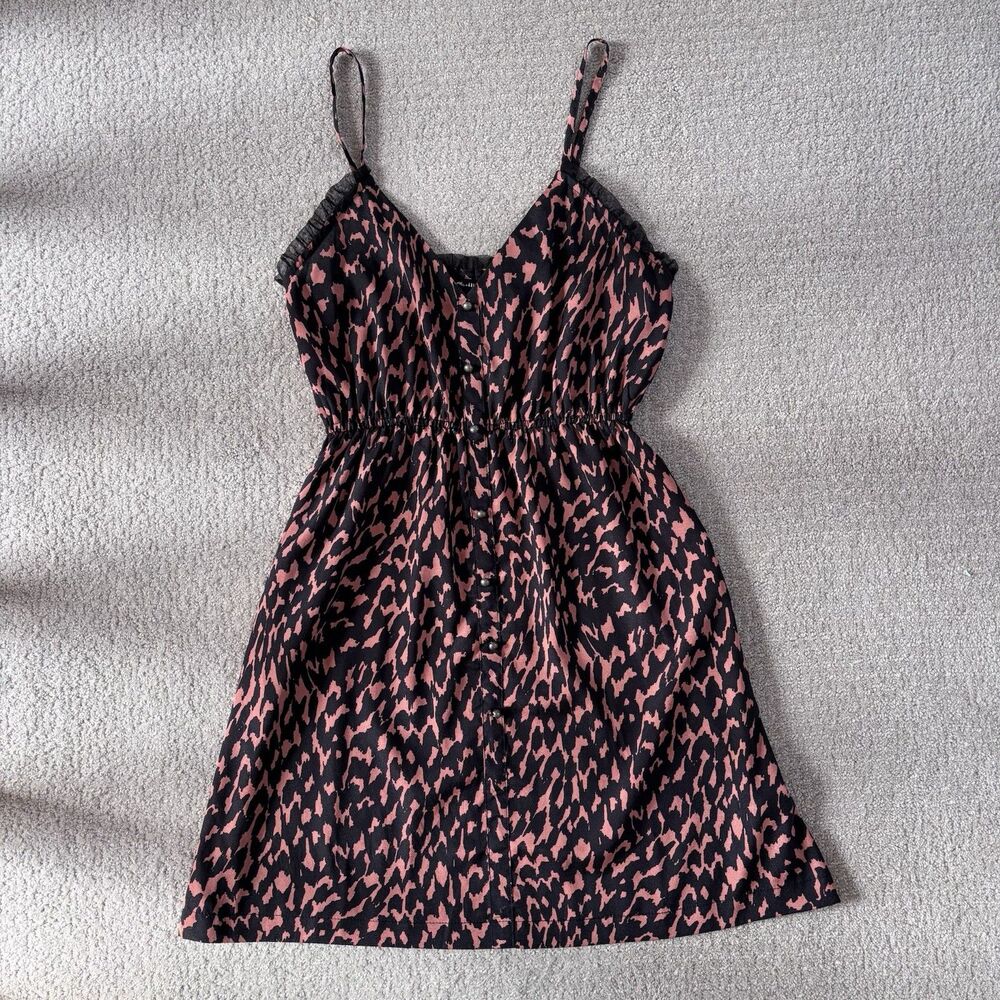 Anthropologie Ali + Kris Shimmer Slip Mini Dress $108.00 Animal Print Chic Small